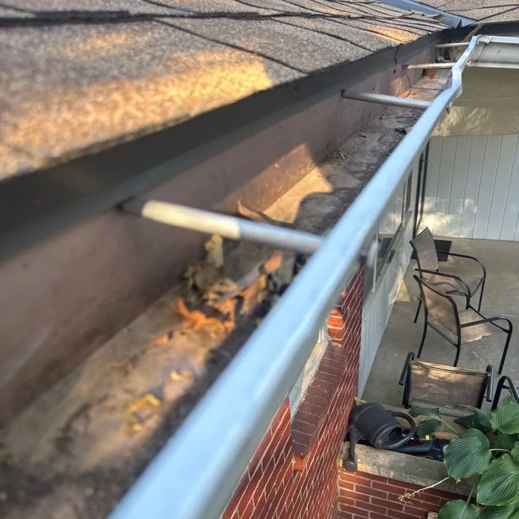 Gutter spikes fastening five-inch residential K-style gutters.