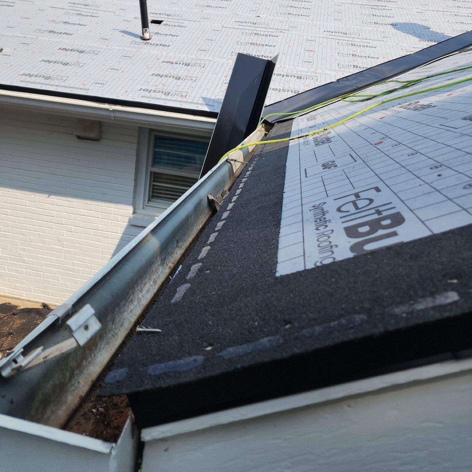 During the installation of an asphalt shingle roof, the starter course is installed before the main shingle course.