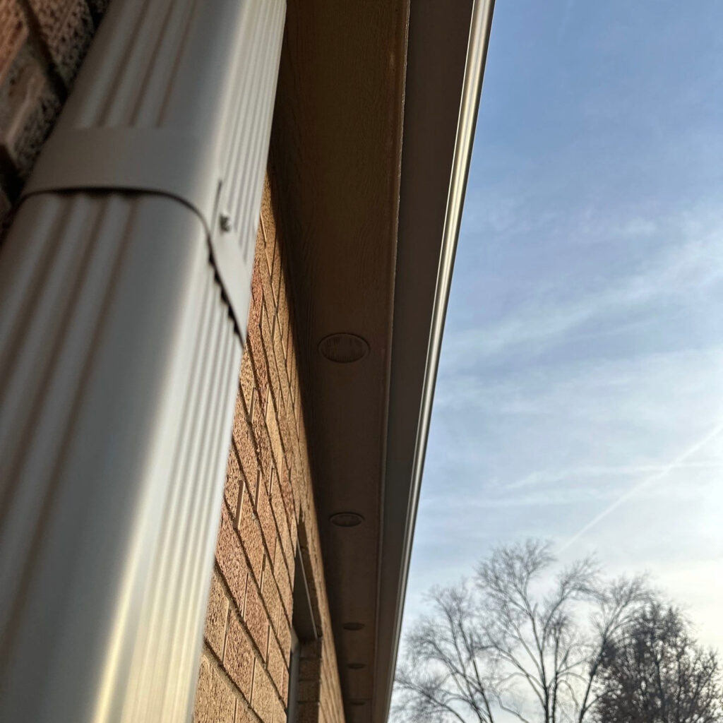 Screened soffits with trim are typically found on older residential properties. In this case, the overhang is minimal.
